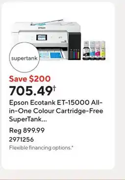 Staples Epson Ecotank ET-15000 All-in-One Colour Cartridge-Free SuperTank Printer offer