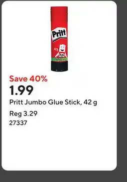 Staples Pritt Jumbo Glue Stick, 42 g offer
