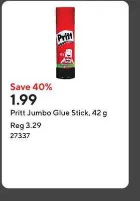 Staples Pritt Jumbo Glue Stick, 42 g offer