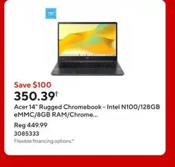 Staples Acer 14 Rugged Chromebook - Intel N100/128GB eMMC/8GB RAM/Chrome OS with 3 months of Gemini Advanced offer