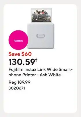 Staples Fujifilm Instax Link Wide Smartphone Printer - Ash White offer