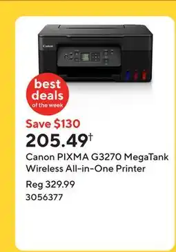 Staples Canon PIXMA G3270 MegaTank Wireless All-in-One Printer offer