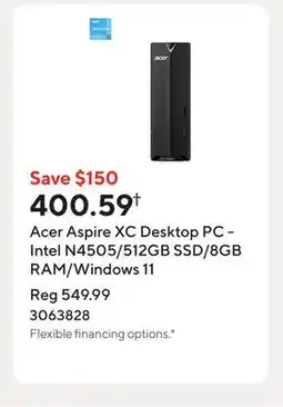 Staples Acer Aspire XC Desktop PC - Intel N4505/512GB SSD/8GB RAM/Windows 11 offer