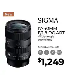 Gosselin Photo Sigma 17-40mm f/1.8 DC Art offer
