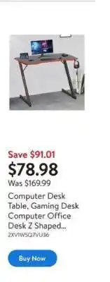 Walmart Computer Desk Table, Gaming Desk Computer Office Desk Z Shaped offer