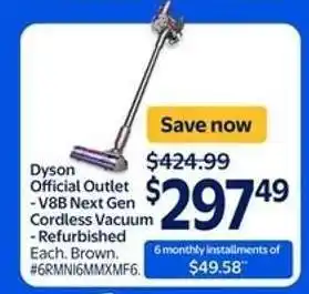 Walmart Dyson Official Outlet - V8B Next Gen Cordless Vacuum - Refurbished offer