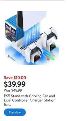 Walmart PS5 Stand with Cooling Fan and Dual Controller Charger Station offer