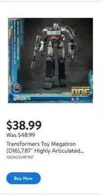 Walmart Transformers Toy Megatron (D16), 7.87 Highly Articulated offer