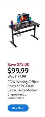 Walmart FDW Writing Office Student PC Desk Extra Large Modern Ergonomic offer