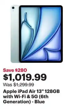 Best Buy Apple iPad Air 13 128GB with Wi-Fi & 5G (6th Generation) - Blue offer