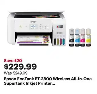 Best Buy Epson EcoTank ET-2800 Wireless All-In-One Supertank Inkjet Printer - White offer
