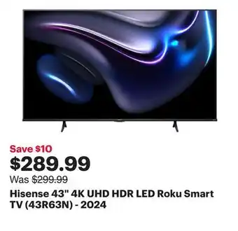 Best Buy Hisense 43 4K UHD HDR LED Roku Smart TV (43R63N) - 2024 offer