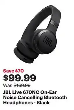 Best Buy JBL Live 670NC On-Ear Noise Cancelling Bluetooth Headphones - Black offer