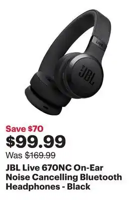 Best Buy JBL Live 670NC On-Ear Noise Cancelling Bluetooth Headphones - Black offer