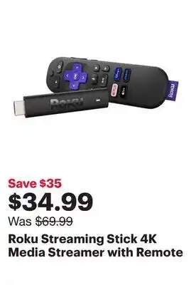 Best Buy Roku Streaming Stick 4K Media Streamer with Remote offer