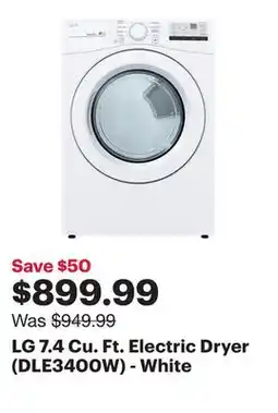 Best Buy LG 7.4 Cu. Ft. Electric Dryer (DLE3400W) - White offer
