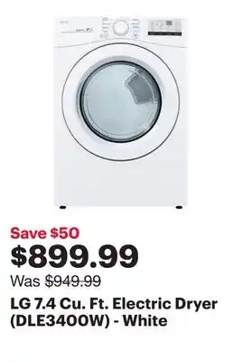 Best Buy LG 7.4 Cu. Ft. Electric Dryer (DLE3400W) - White offer