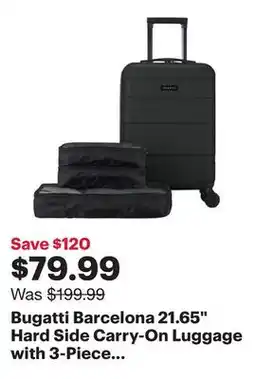 Best Buy Bugatti Barcelona 21.65 Hard Side Carry-On Luggage with 3-Piece Packing Cube Set - Black offer