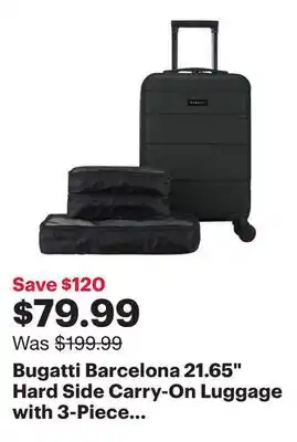 Best Buy Bugatti Barcelona 21.65 Hard Side Carry-On Luggage with 3-Piece Packing Cube Set - Black offer