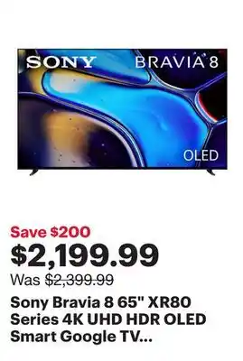 Best Buy Sony Bravia 8 65 XR80 Series 4K UHD HDR OLED Smart Google TV (K65XR80B) - 2024 offer