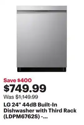 Best Buy LG 24 44dB Built-In Dishwasher with Third Rack (LDPM6762S) - Smudge Resistant Stainless Steel offer