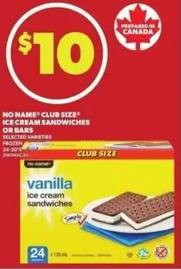 Independent Grocer No name club size ice cream sandwiches or bars offer