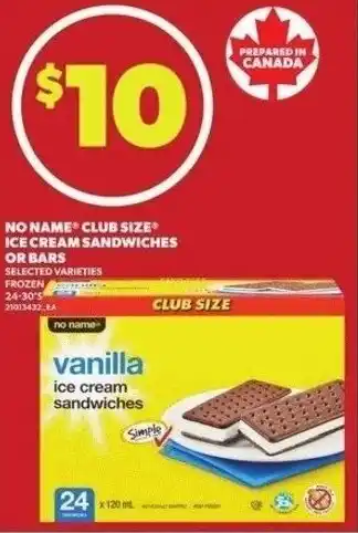 Independent Grocer No name club size ice cream sandwiches or bars offer