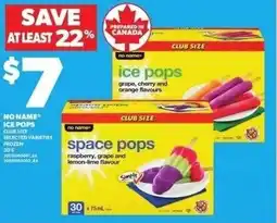 Independent Grocer No name ice pops offer