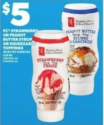 Independent Grocer Pc strawberry or peanut butter syrup or squeezable toppings offer