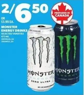 Independent Grocer Monster energy drinks offer