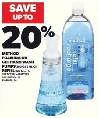 Independent Grocer Method foaming or gel hand wash pumps 300/354 ml or refill offer