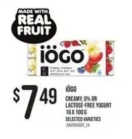 Independent Grocer Iogo creamy, 0% or lactose-free yogurt offer