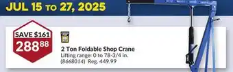 Princess Auto 2 Ton Foldable Shop Crane offer