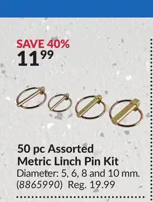 Princess Auto 50 pc Assorted Metric Linch Pin Kit offer