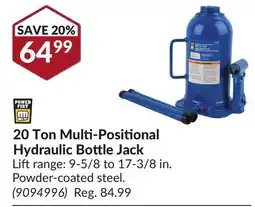 Princess Auto 20 Ton Multi-Positional Hydraulic Bottle Jack offer