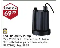 Princess Auto 1/3 HP Utility Pump offer