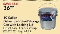 Princess Auto 10 Gallon Galvanized-Steel Storage Can with Locking Lid offer