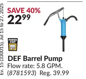 Princess Auto DEF Barrel Pump offer