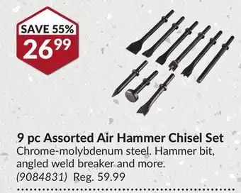 Princess Auto 9 pc Assorted Air Hammer Chisel Set offer