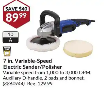 Princess Auto 7 in. Variable-Speed Electric Sander/Polisher offer
