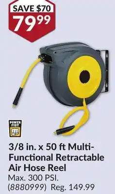 Princess Auto 3/8 in. x 50 ftMulti- Functional Retractable Air Hose Reel offer