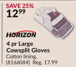 Princess Auto 4 pr Large Cowsplit Gloves offer
