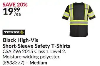 Princess Auto Black High-Vis Short-Sleeve Safety T-Shirts offer