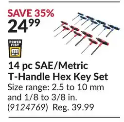 Princess Auto 14 pc SAE/Metric T-Handle Hex Key Set offer
