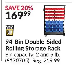 Princess Auto 94-Bin Double-Sided Rolling Storage Rack offer