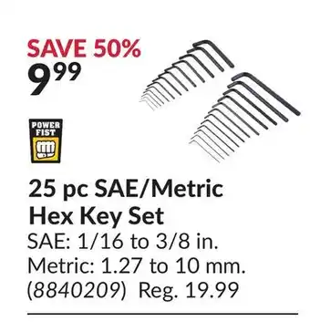 Princess Auto 25 pc SAE/Metric Hex Key Set offer