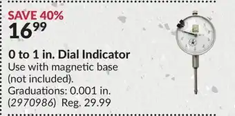 Princess Auto 0 to 1 in. Dial Indicator offer