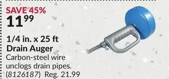 Princess Auto 1/4 in. x 25 Drain Auger offer