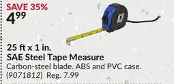 Princess Auto 25 ftx 1 in. SAE Steel Tape Measure offer