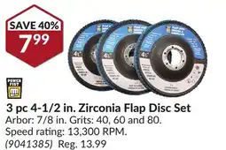 Princess Auto Power Fist 3 pc 4-1/2 in. Zirconia Flap Disc Set offer